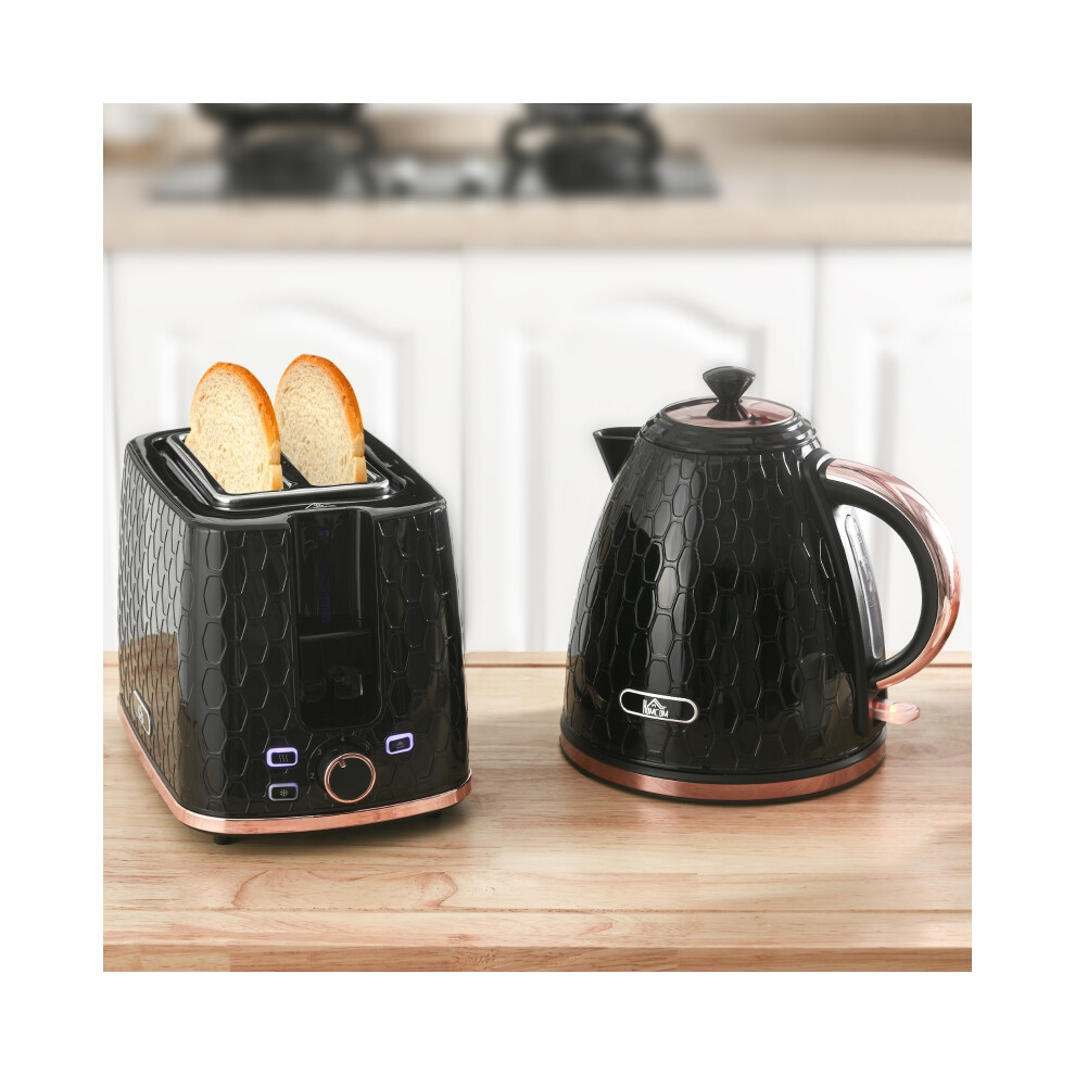 Fast Boiling Electric Kettle & 2 Slice Toaster Set 1.7L 3000W Auto Shut Off & Browning Control Black Finish-image-OPC-PMV56JH-NEW