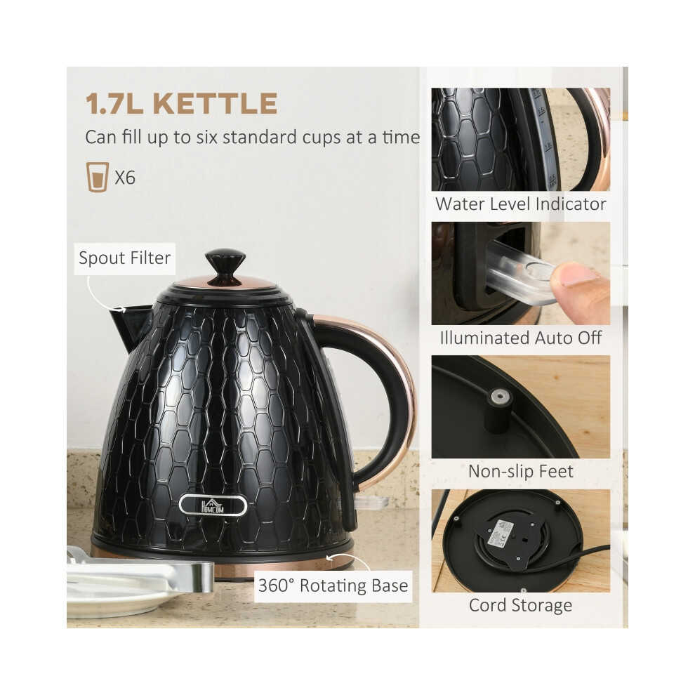 Fast Boil Electric Kettle 1.7L & 2 Slice Toaster Set 3000W Auto Shut Off Browning Controls Black Finish-image-OPC-PMV5K8V-NEW