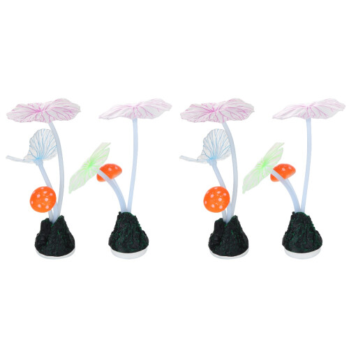 4 Pcs Silicone Lotus Leaf Rockery Fish Tank Decor 2