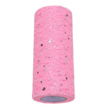 2Stk. 15Cm X 10Yards Tüllrolle Glitzer Spitze Für Verpackung Pink