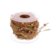 3 Perlenband Schleife Für Blumenstrauß Diy Bastelbedarf Gold