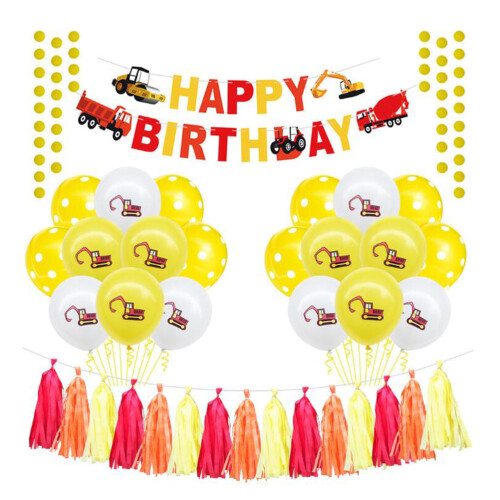 72 Teile Kinder Bagger Baufahrzeug Party Set
