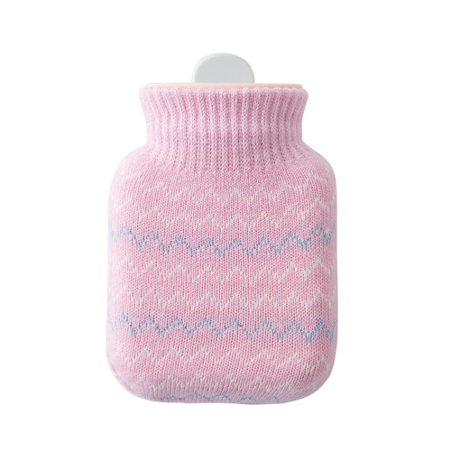 2Stück 320Ml Silikon Heizflasche Mit Strickbezug Pink