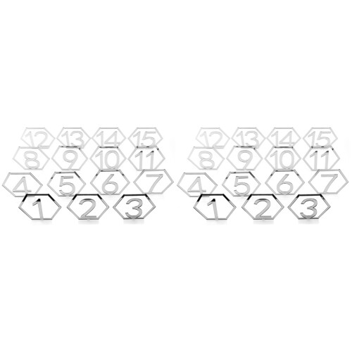2Sets Silberne Hohle Tischnummern Aus Robustem Material Für Feier 1