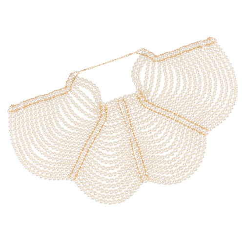 2 Bodykette Halskette Brustschmuck Weiß