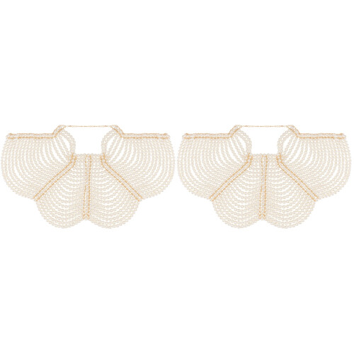 2 Bodykette Halskette Brustschmuck Weiß 2