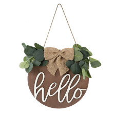 2Stk Rundes Hello Türschild Aus Holz Türdeko Zuhause