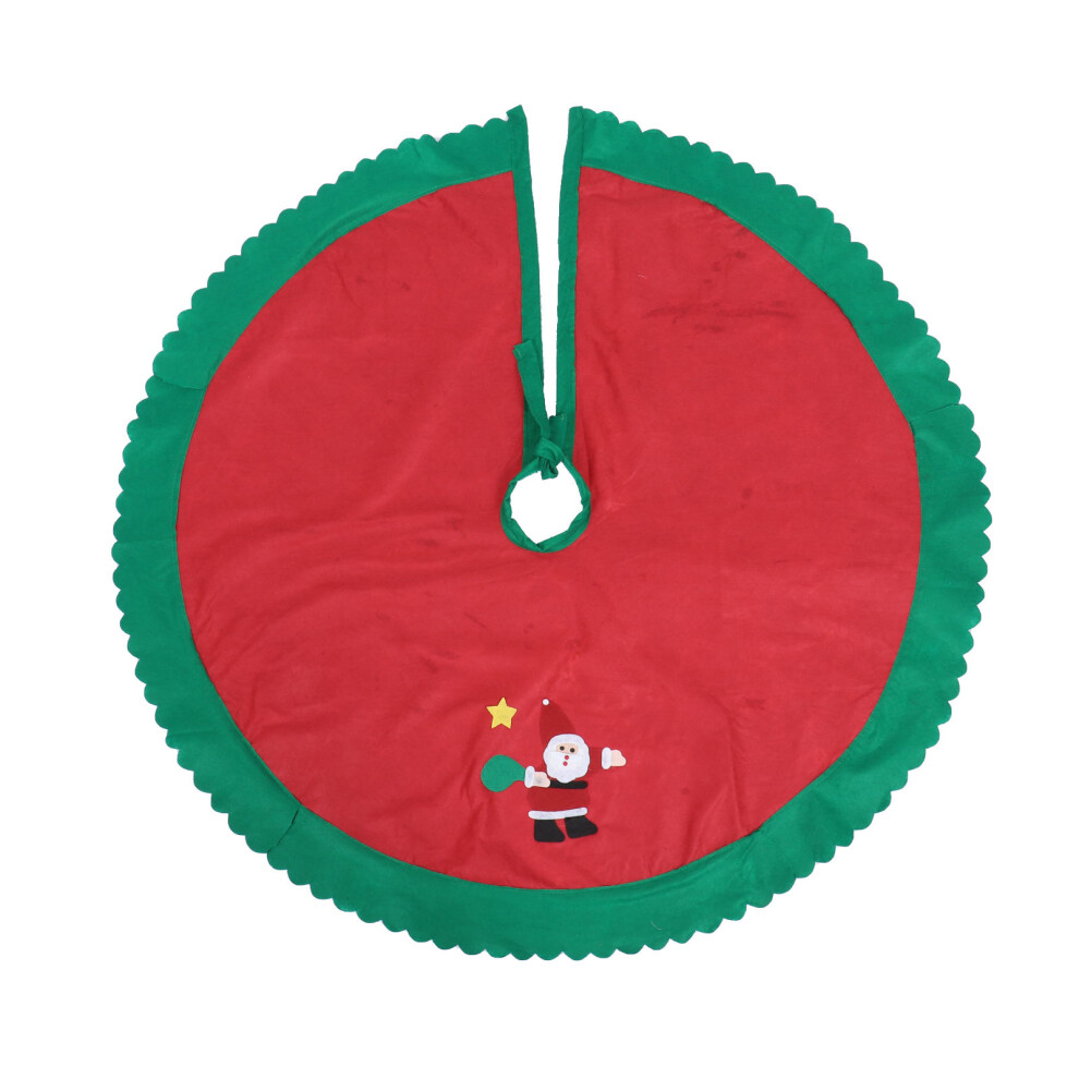 2 Pcs 90Cm Christmas Tree Apron With Golden Edge And Santa Design-image-OPC-PMV67FB-NEW