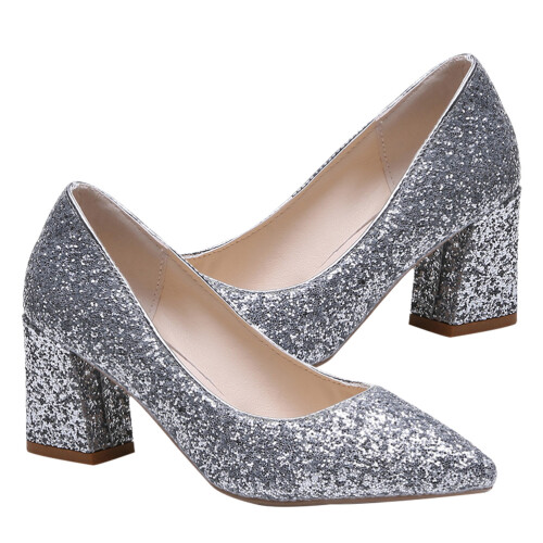 2 Paia Scarpe Con Spesso A Punta Per Sposa E 1