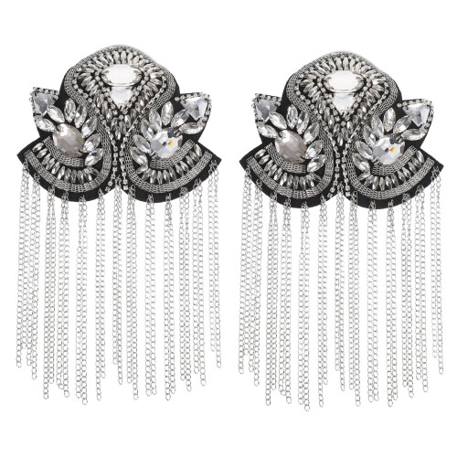 2Paia Spalline Argento Con Frange E Nappe Per Decorare Completo