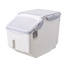 Contenedor de comida para mascotas con taza medidora, dispensador de comida seca a prueba de humedad con tapa de cierre hermético de plástico