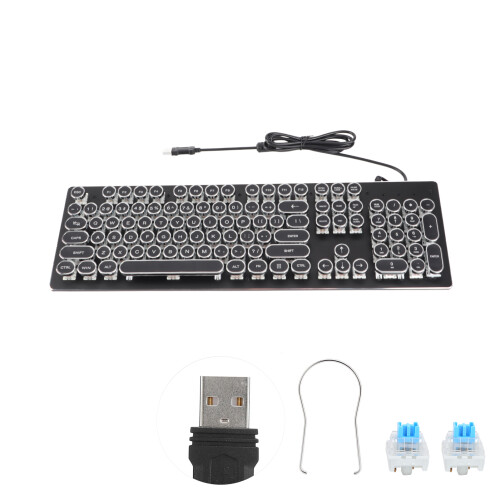 104-Key Retro Gaming Keyboard Wired Black Ergonomic Versatile 1