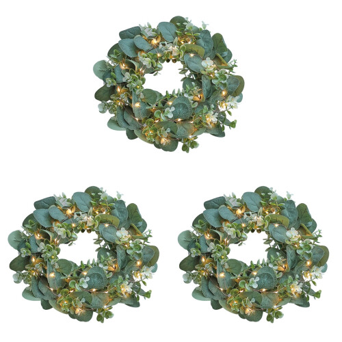 3Stk Simulationseukalyptus Kranz Mit Lichtern Dekorative 2