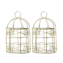 4Stk Kleiner Hängender Vogelkäfig Aus Eisen, Retro Gold, Futterkorb