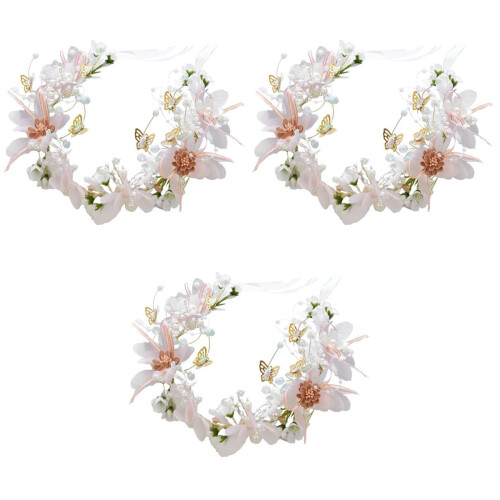 3 Feenblumen Kopfschmuck Perlenkranz Mit Band 2