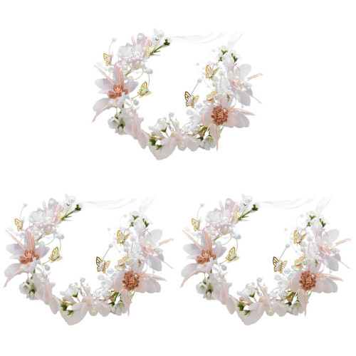 3 Feenblumen Kopfschmuck Perlenkranz Mit Band 1
