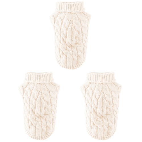 3Stk Dünner Pullover Gestrickte Kleidung Für Welpen Weiß XL 1