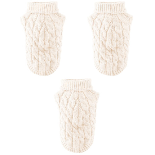 3Stk Dünner Pullover Gestrickte Kleidung Für Welpen Weiß XL 2