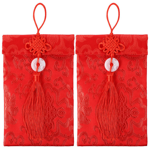 4 Roter Umschlag Seiden Chinesisches Hongbao