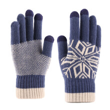 Paar Touchscreen-Winterhandschuhe Für Draußen Herren Dunkelblau