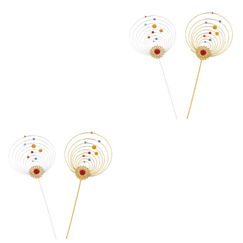 4 Metall Solar System Cake Toppers, Eisenkunst, Golden + Silber 2