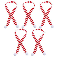 10 DIY Strick Gestreift Bommel Schal Rot Weiß 2x50cm