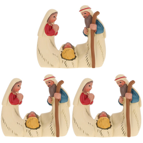 3 Pcs Miniature Nativity Figurine Tabletop Decoration 1