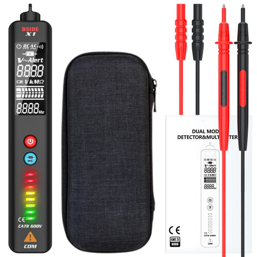 X1 Dual Mode Non-Contact Voltage Tester, Multimeter, LED Flashlight