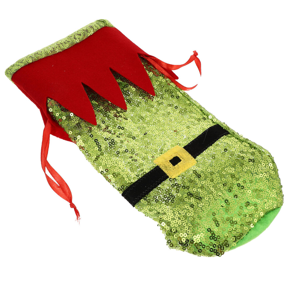 8 Sztuk Elf Na Butelkę Wina Cekinowy Pokrowiec Czerwony-image