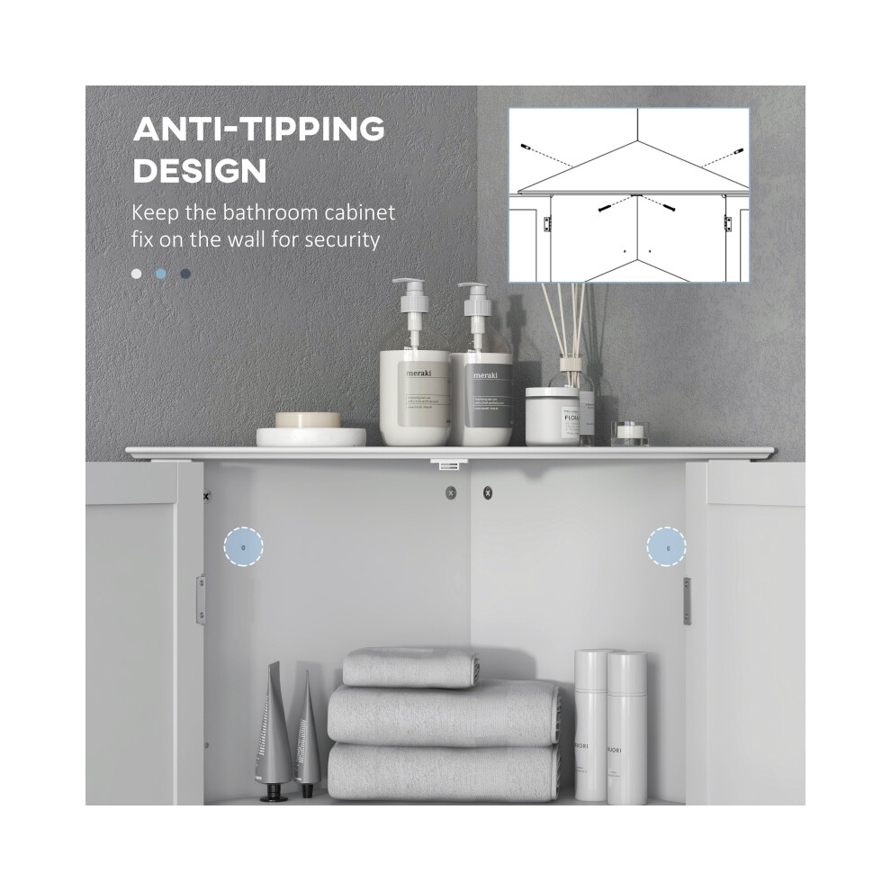 Corner Bathroom Cabinet White Kleankin Recessed Door Storage Unit with Adjustable Shelf Freestanding Triangle Bathroom Storage-image-OPC-PMV7BN2-NEW