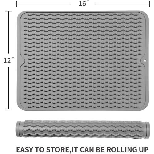 Escorredor de pratos de silicone multiuso, resistente ao calor e antiderrapante, para secagem rápida, fácil de guardar e com design flexível. 1