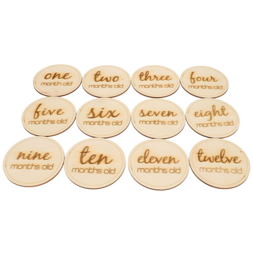 24 Unidades Tarjetas De Mensuales Para Bebé De Madera