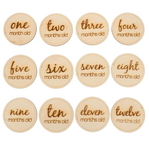 24 Unidades Tarjetas De Mensuales Para Bebé De Madera 1