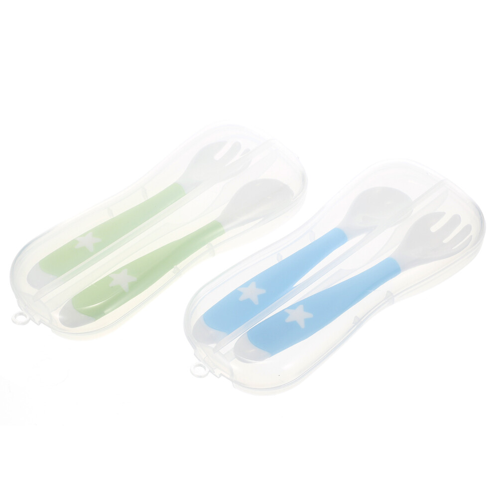 8Szt Kolorowy Zestaw SztućCóW NiemowlęCych ŁYżKa I Widelec GięTkie-image