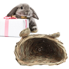 Kleines Tiergras-Haus – Strohbündel-Kopfform gemütliches Nest für Kaninchen & Hamster