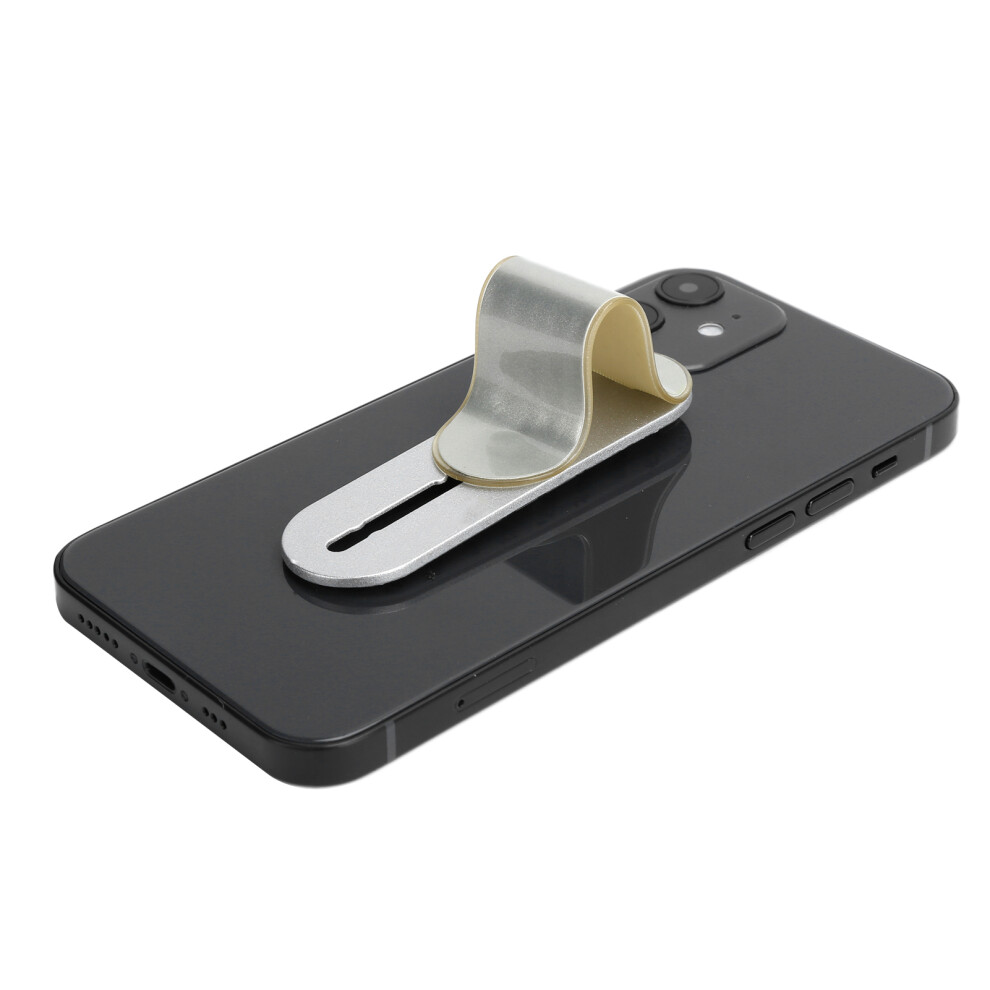 Abs Smartphone Stand With Strap & Sticky Finger Holder 3-Gear Design Silver 6951359700100