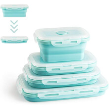 Silicone Collapsible Food Storage Container, Temperature Tolerance Range & Space Saving, Microwave Safe & Leak-Proof, Reusable & Easy To C