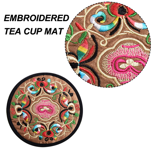 Vintage Floral Κεντημένο Κύπελλο Coaster, Πλενόμενο Κατάλληλο Πάχος Προστασίας Επίπλων 2