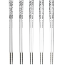Elegantes Essbesteck, Essstäbchen aus Edelstahl mit rutschfester Spitze, wiederverwendbar, hygienisch und gesund, quadratisches Design für