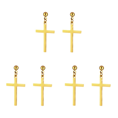 3 Pares De Pendientes Unisex Inoxidable Tuerca Dorado 1
