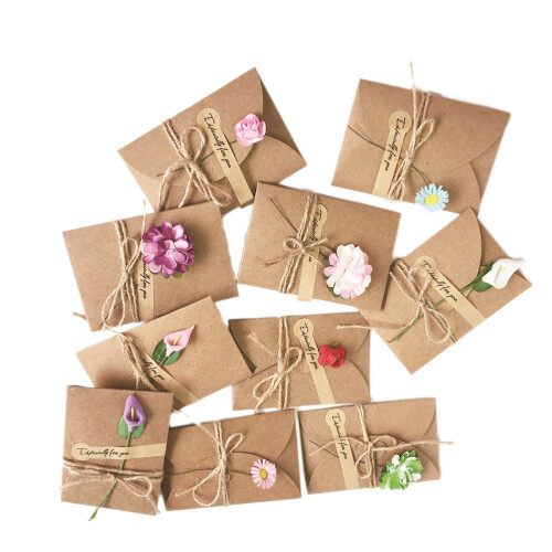 20 Pièces Cartes De En Kraft Avec Fleurs Séchées