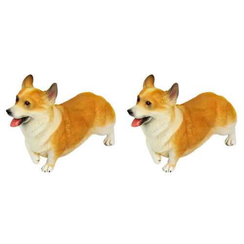 2 Pièces Figurine Corgi En Résine Décoration Bureau 1