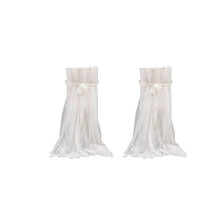 6 Pcs Tulle Chair Covers With Long Bow Ties For Wedding Decor White