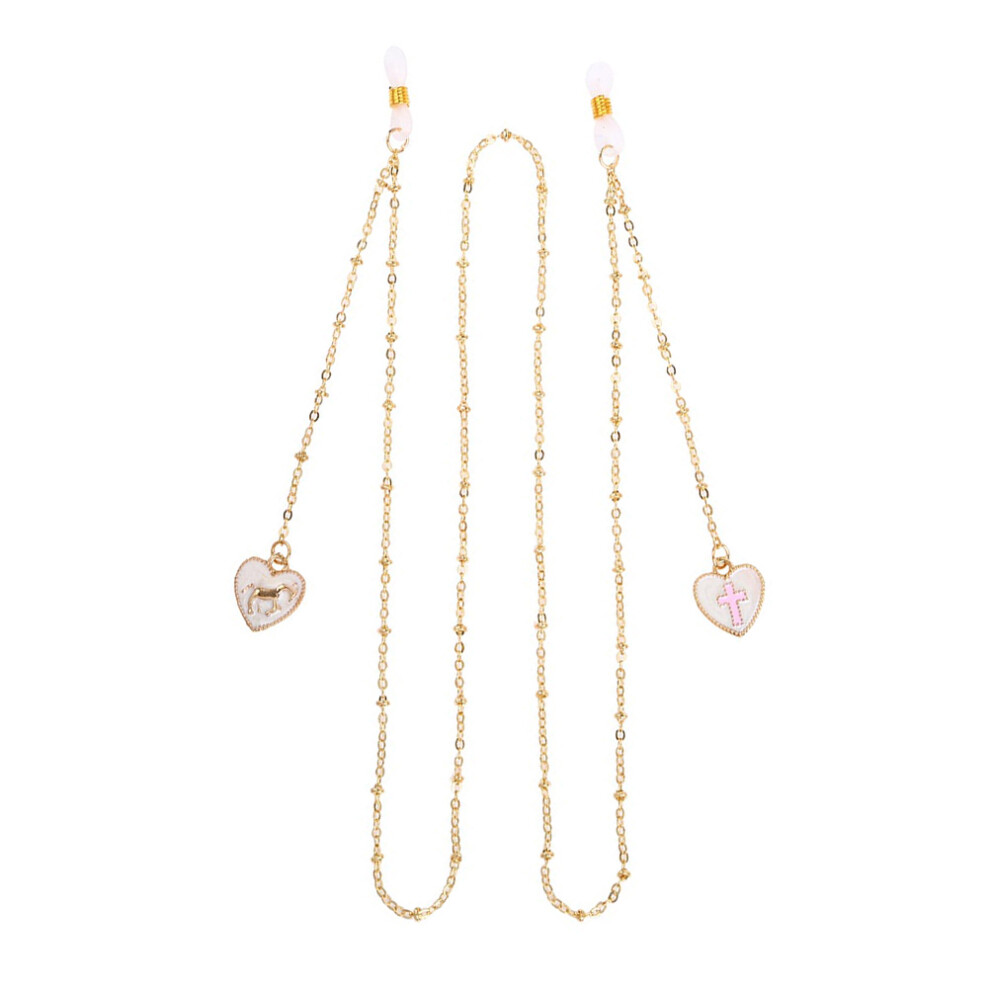Solustre 3 Pcs Eyeglass Chain With Heart Pendant Eyewear Holder