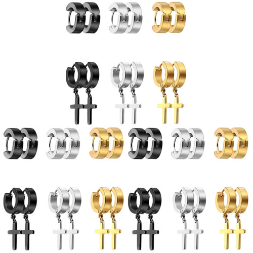 18 Paires De Boucles D'Oreilles Croix En Acier Pour 1