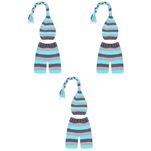 3 Pièces Accessoires Photo - Bonnet Rayé Et Pantalon 1 2