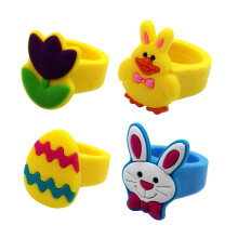 30 Pcs Environmental Cartoon Easter PVC Rings Toys For Kids Girls