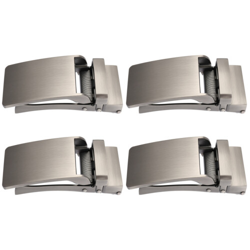 4 Pcs Men's Alloy Automatic Buckle Belt Plaque For Belts Silver 1