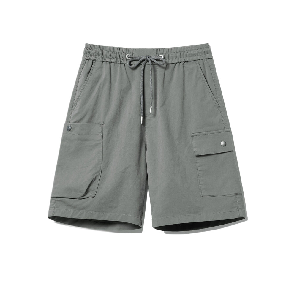 (DarkGray, M) Loose And Casual Shorts For Men With Decorative Ropes And Rich Layers-image-OPC-PMV8X27-NEW