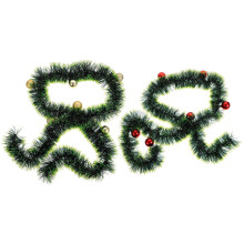 12Pcs Long Xmas Tinsel Garlands Dark Green Decorative Ball Accents